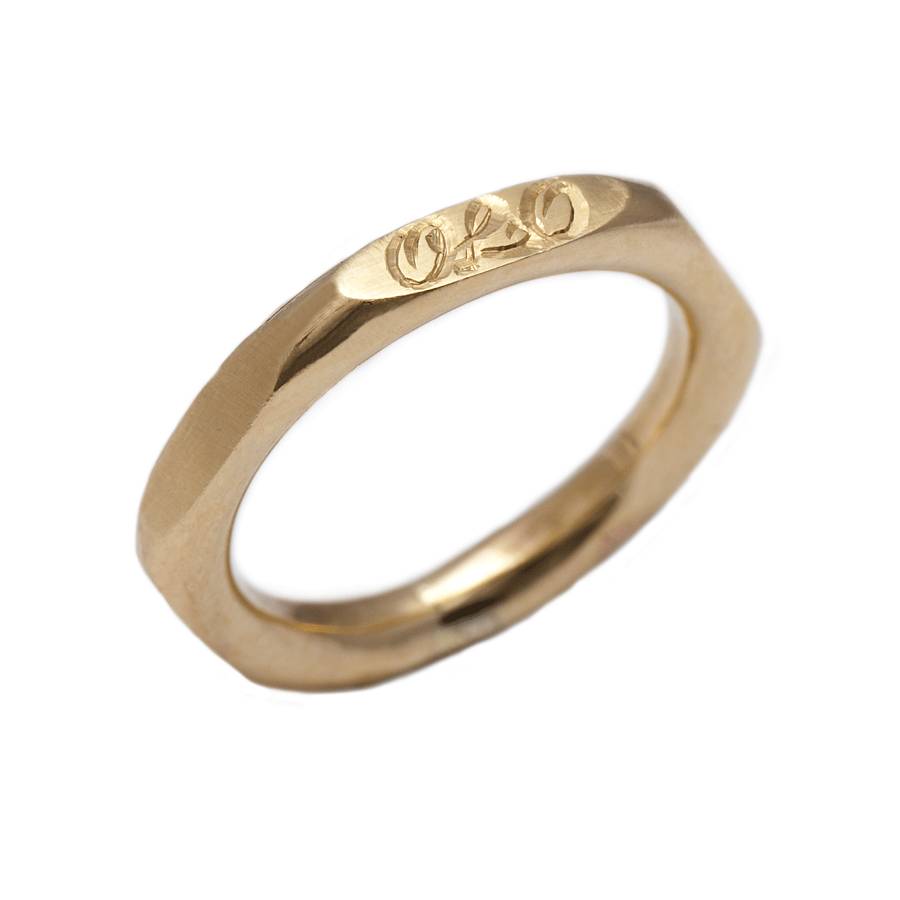 Personalised Hexagonal 9ct Gold Ring, 1 of 5