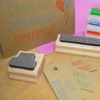 Small Happy Birthday Rubber Stamp, 2 of 3
