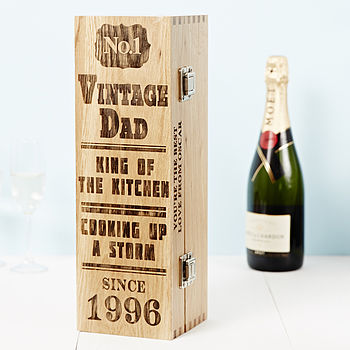 Personalised Vintage Dad Oak Bottle Box, 2 of 7