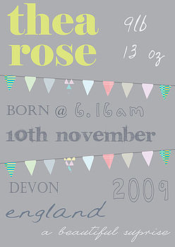 Personalised Birth Announcement Print, 4 of 6