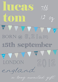 Personalised Birth Announcement Print, 5 of 6