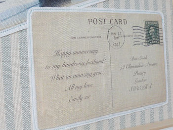 Personalised Linen Anniversary Fabric Postcard, 6 of 8