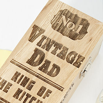 Personalised Vintage Dad Oak Bottle Box, 7 of 7