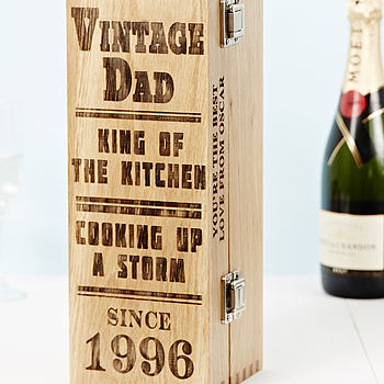Personalised Vintage Dad Oak Bottle Box, 6 of 7
