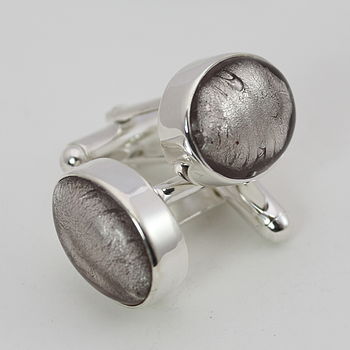 Murano Glass Oval Silver Cufflinks, 7 of 9