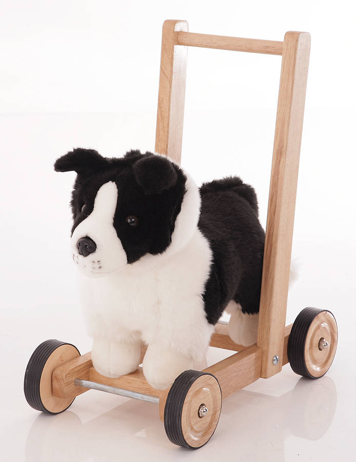 border collie push along baby walker by hibba toys of leeds
