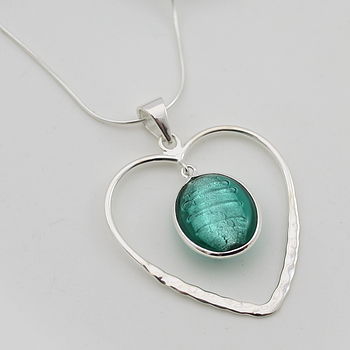 Heart Pendant In Silver With Murano Glass, 5 of 6