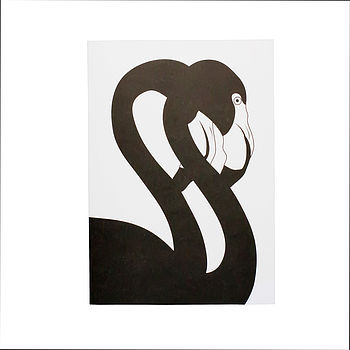 Black Flamingo Pair Blank Greetings Card, 5 of 7