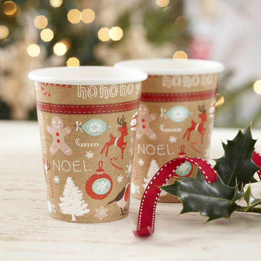 vintage style christmas party paper cups by ginger ray ...