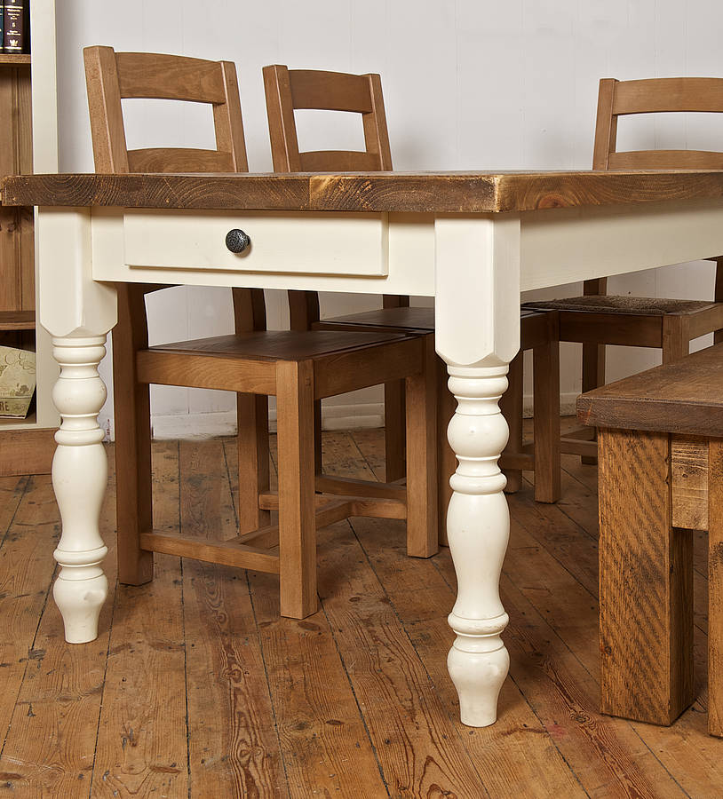 solid wood vintage farmhouse table by h&f | notonthehighstreet.com
