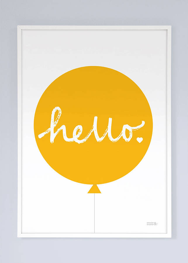 hello balloon print yellow by showler and showler | notonthehighstreet.com