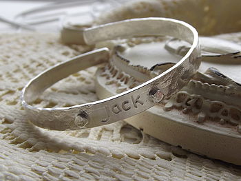 Sterling Silver Personalised Christening Bangle, 7 of 8