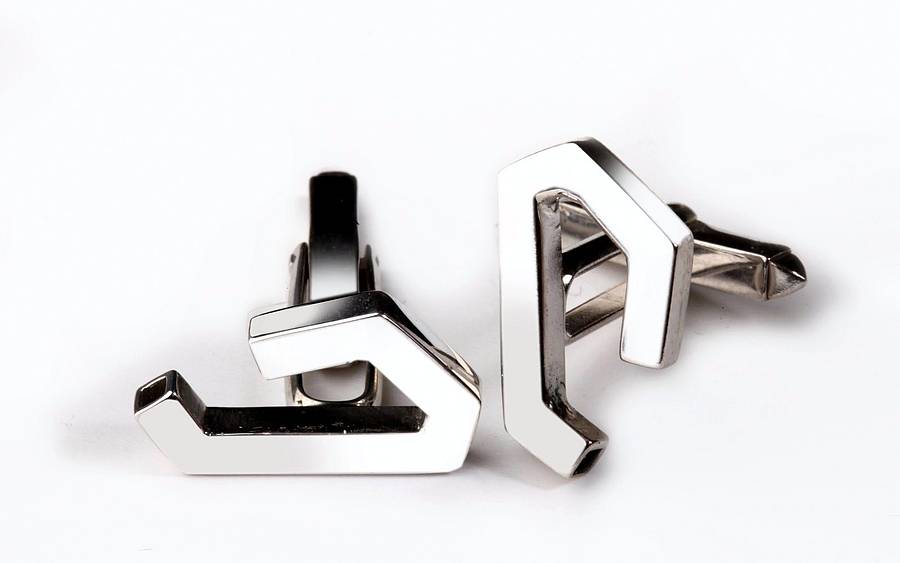Image of Handmade Geometric Silver Cufflinks, Silver