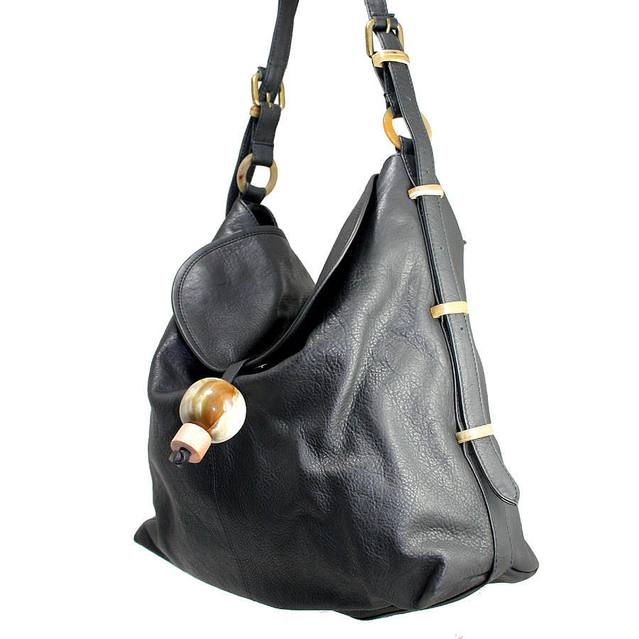 Large Leather Hobo Handbag With Adjustable Handle By NV London Calcutta