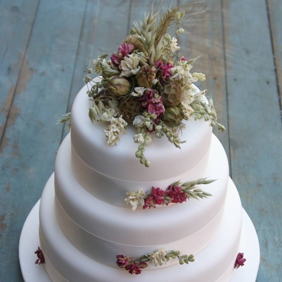 Rustic Dried Flower Wedding Cake Decoration By The Artisan ...