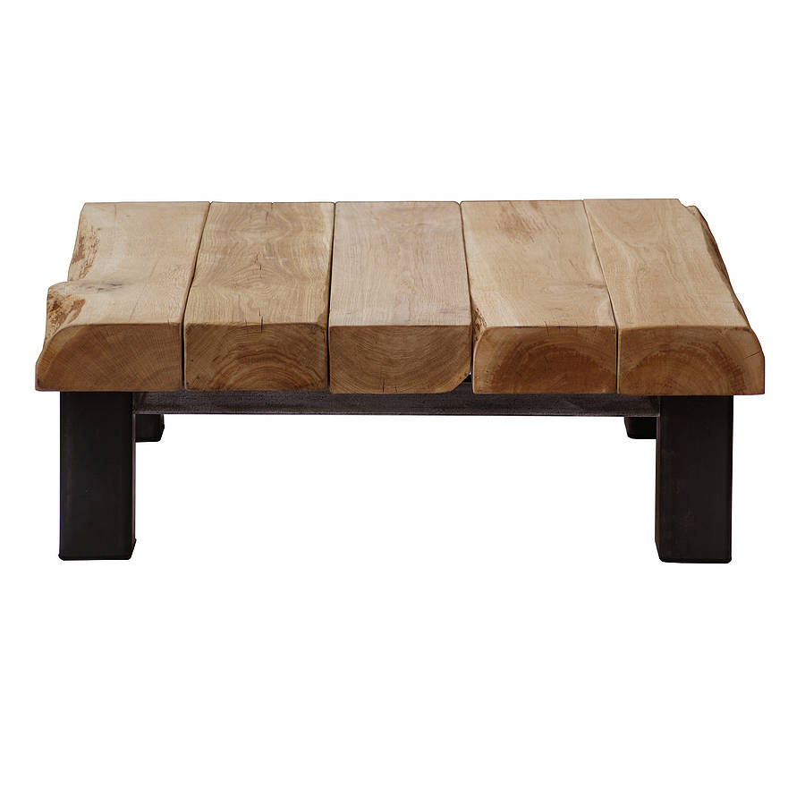 oak and iron large square coffee table by oak  iron furniture  notonthehighstreet.com