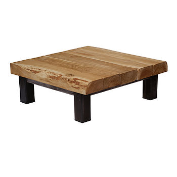 Oak And Iron Large Square Coffee Table, 3 of 12
