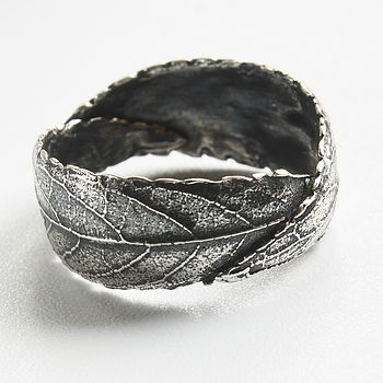 Handmade Woodland Unisex Silver Leaf Ring, 5 of 6