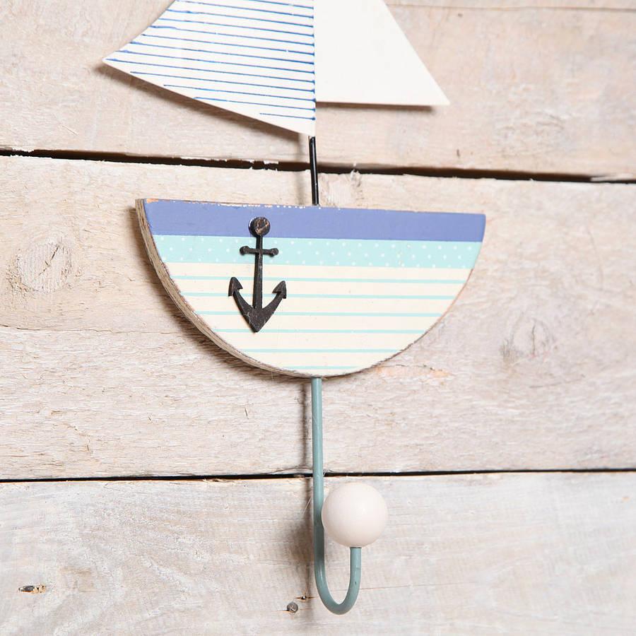 Seaside Blue Yacht Boat Wall Hooks By Red Berry Apple