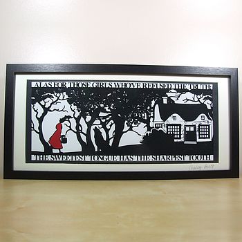 Red Riding Hoods Folly Signed Papercut Print, 6 of 7