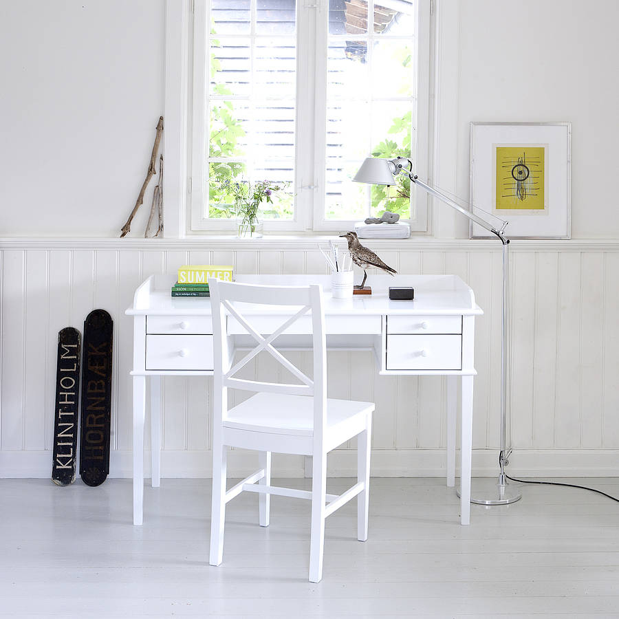 White Scandanavian Desk Or Dressing Table