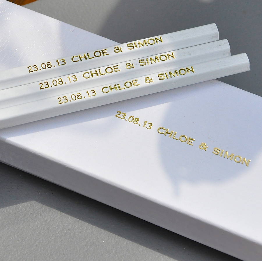 Personalised Gift Boxed Save The Date Pencils By Letteroom Personalised Gift Boxed Save The Date Pencils