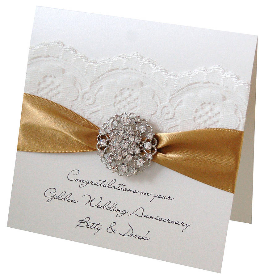 opulence personalised golden wedding anniversary card by made with