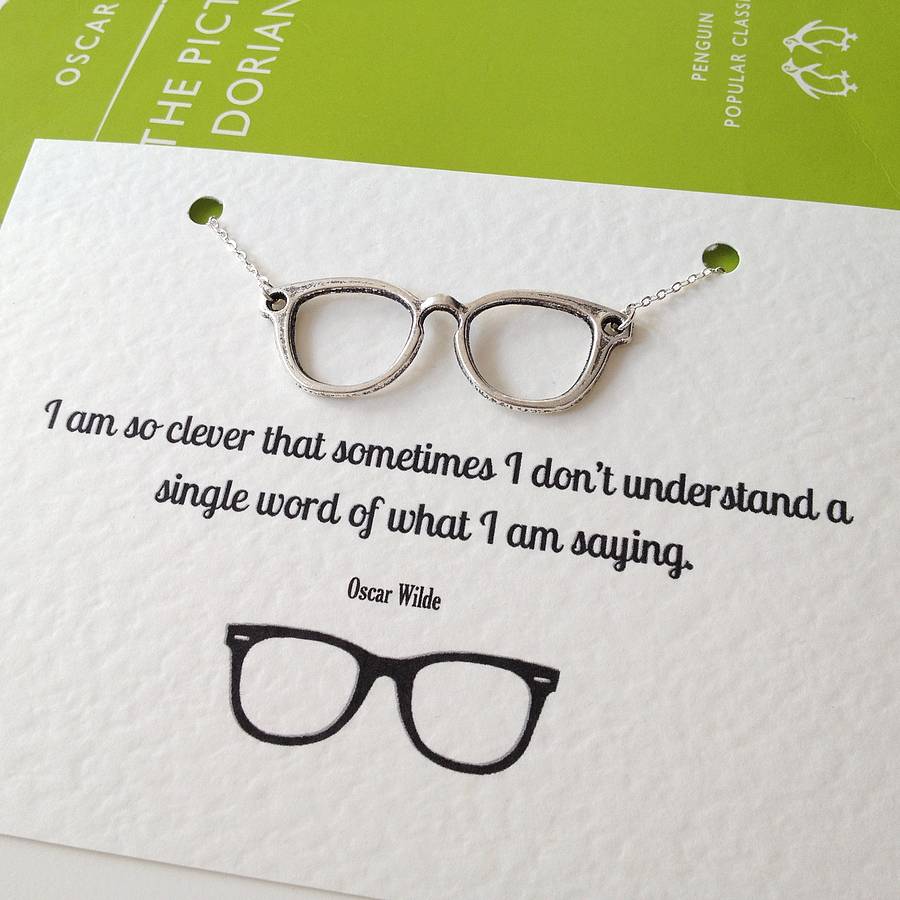Oscar Wilde Geek Glasses Necklace, 1 of 6