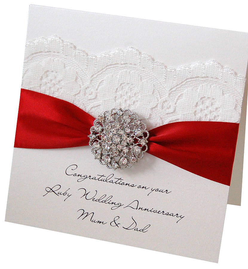 opulence ruby wedding  personalised anniversary  card  by the 