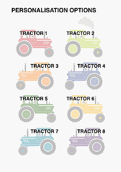Personalised Bright Tractors Gift Print, 7 of 8