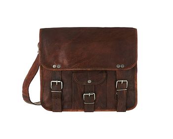 Leather Satchel With Front Pocket Midi, 5 of 11
