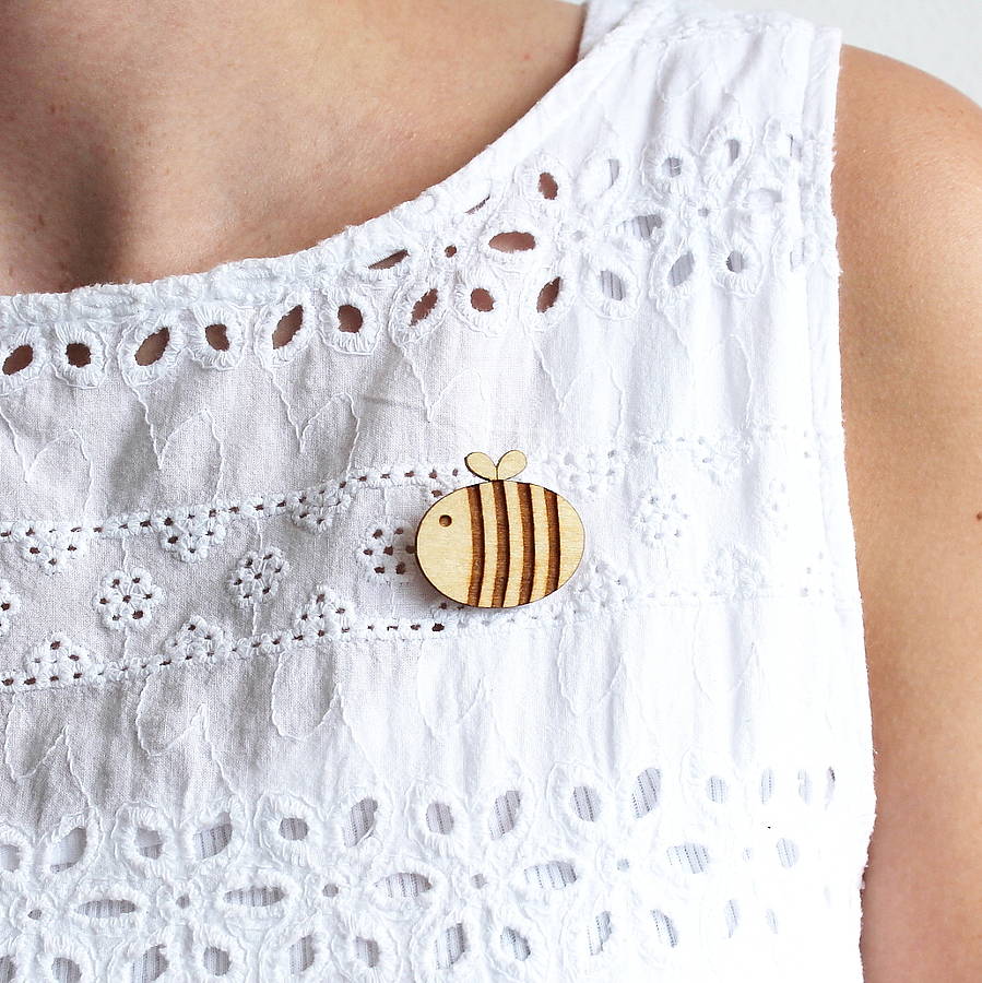 Wooden Bumble Bee Brooch By Ginger Pickle | notonthehighstreet.com