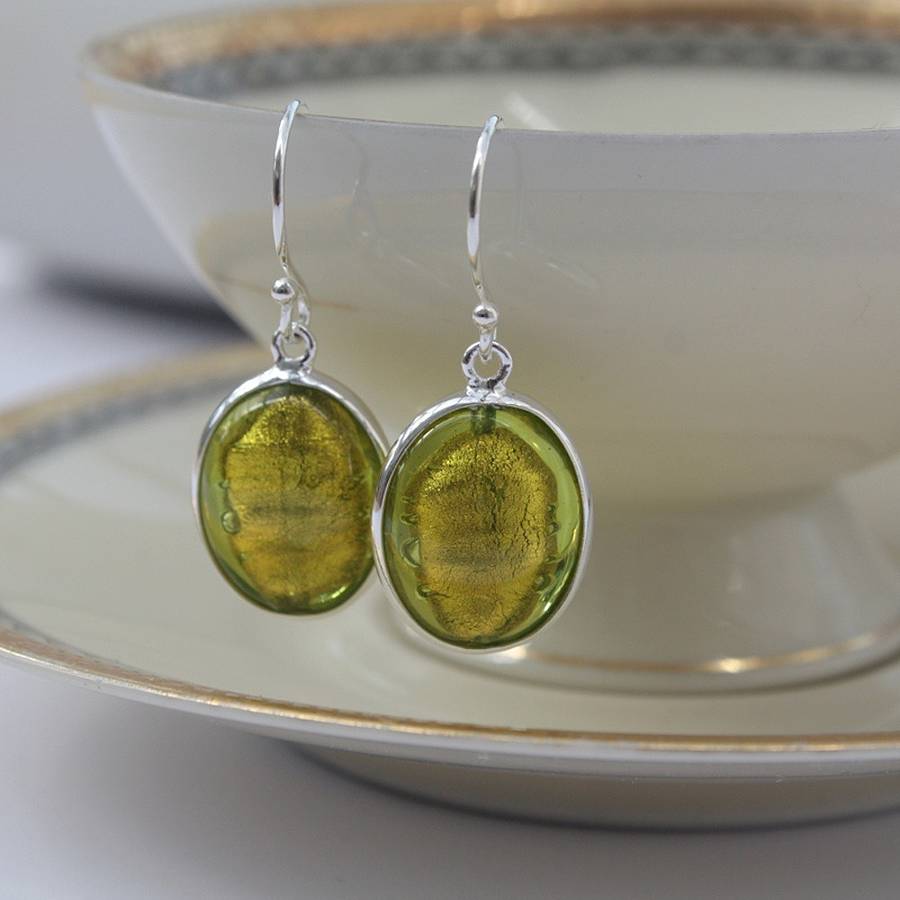 Murano Glass and Silver Oval Earrings By Claudette Worters ...