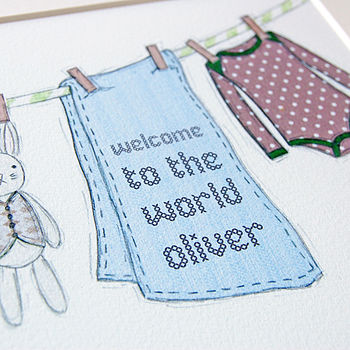 Personalised Welcome To The World Blue New Baby Print, 3 of 12