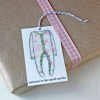 Personalised New Baby Pink Gift Tag, 6 of 8