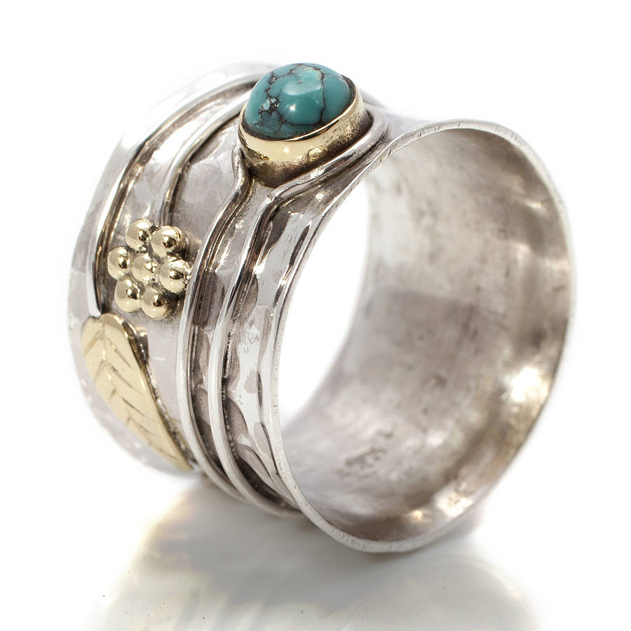 handmade turquoise flower silver ring by charlotte\u002639;s web 