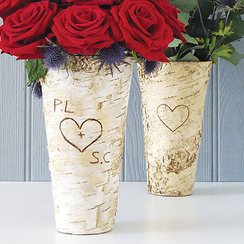 Personalised Rustic Birch Wood Vase, 10 of 12