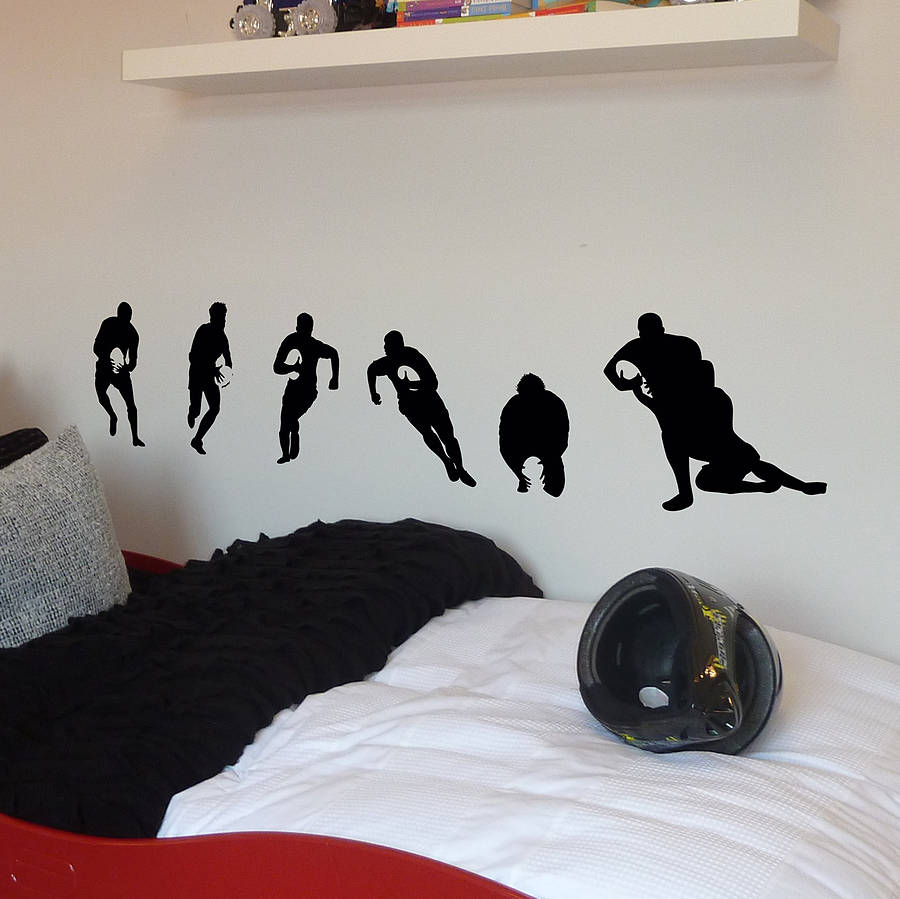 Set Of Six Rugby Player Wall Stickers, 1 of 2
