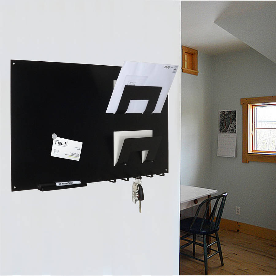 Wall Mounted Memo Board Letter Rack and Key Hook by THE METAL HOUSE 