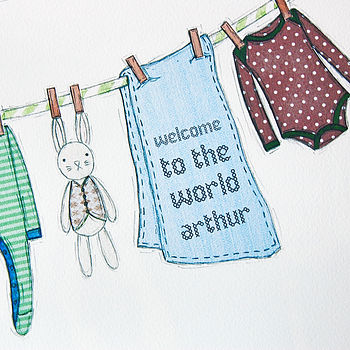 Personalised Welcome To The World Blue New Baby Print, 8 of 12