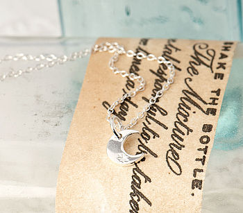 Crescent Moon 'Love' Sterling Silver Necklace, 4 of 11