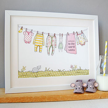 Personalised New Baby Pink Clothes Unframed Print, 2 of 12