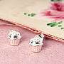 Cupcake Stud Earrings In Sterling Silver, thumbnail 2 of 10