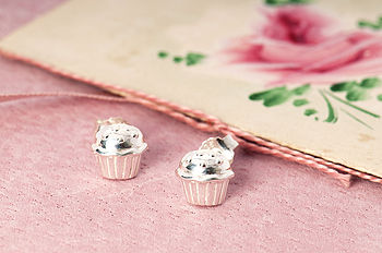 Cupcake Stud Earrings In Sterling Silver, 2 of 10