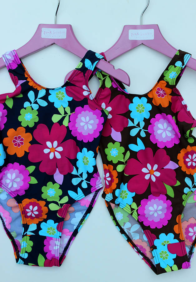 girl's fun print swimsuit by pink bamboo