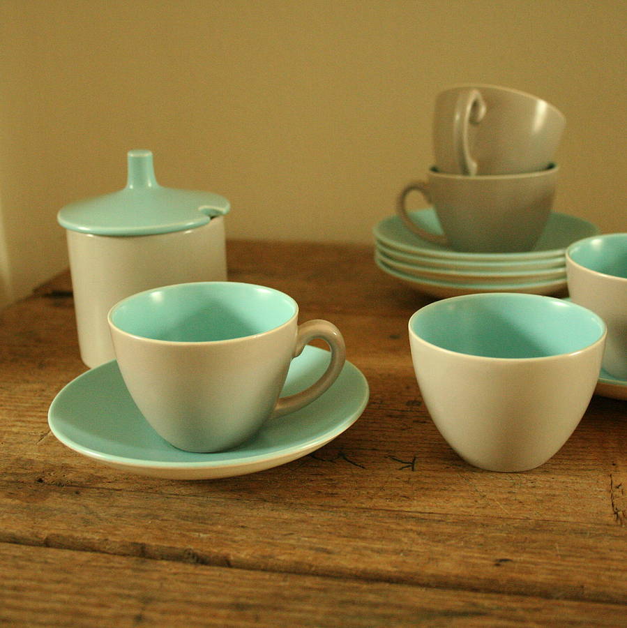 poole pottery twin tone coffee set by homestead store