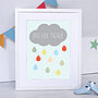 Personalised Cloud And Raindrop Name Print, thumbnail 2 of 3