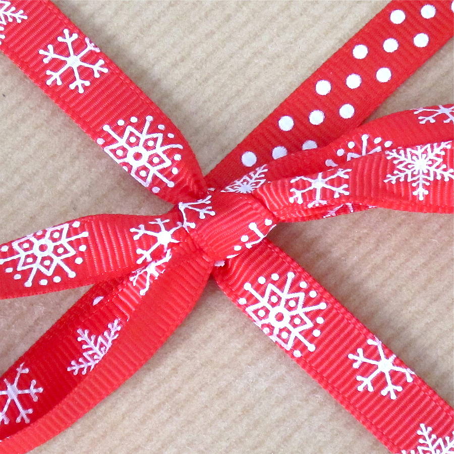 Snowflake And Polka Dot Red Christmas Ribbon By Edamay  notonthehighstreet.com