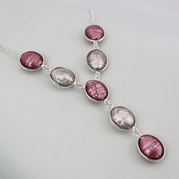 Silver Necklace With Murano Glass Ovals, 7 of 9