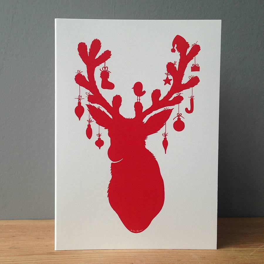 Pack of eight reindeer silhouette christmas cards by have 